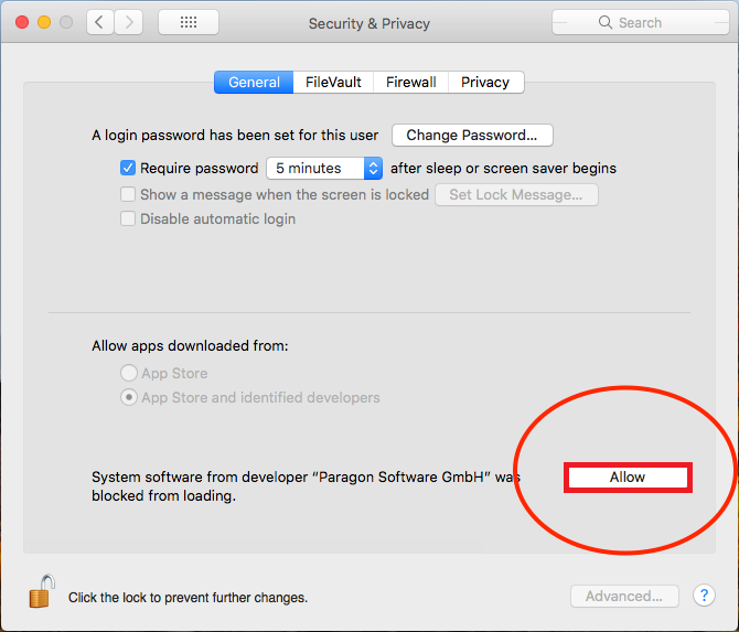 The Paragon Software GmbH approval in Security & Privacy on macOS Monterey and earlier